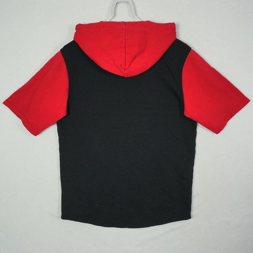 True Religion Mens Black Red Colorblock Short‎ Sleeve Hoodie Popfly PLVR Medium
